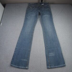 PJ Petrol Jeans Womens 4 27x36 Whitney Bootcut Flare Distressed Denim Western